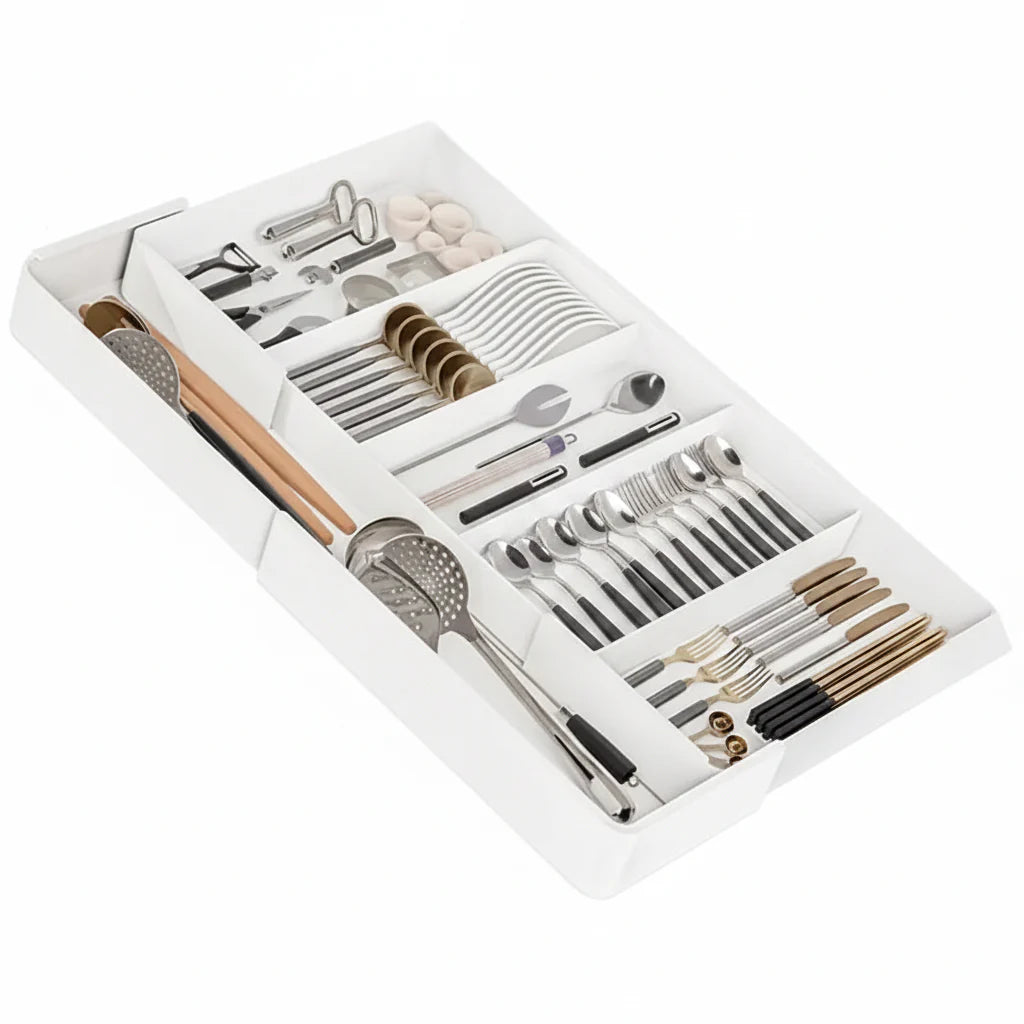 Expandable Kitchen Drawer Organizer Kitchen Tray with 3 Compartments