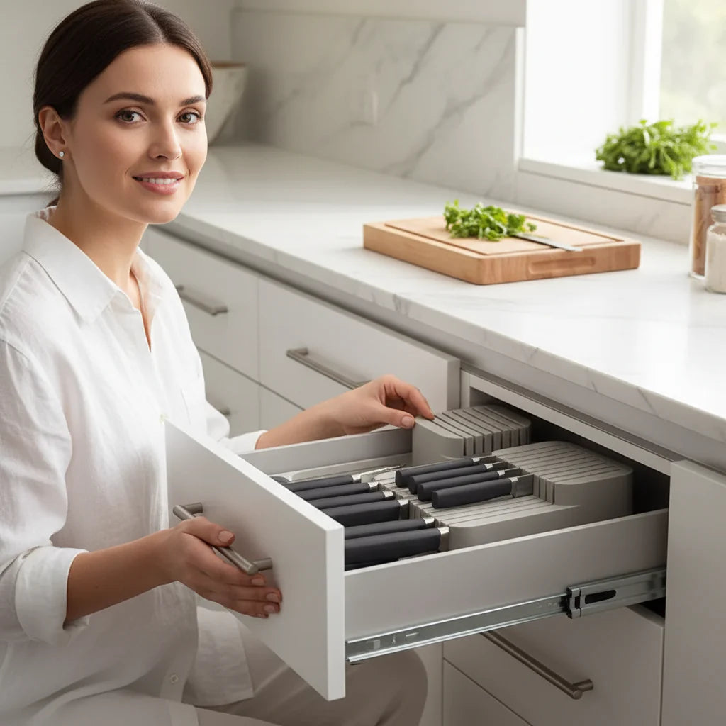 Drawer Knife Storage Box | In-Drawer Knife Organizer & Cutlery Holder for Kitchen