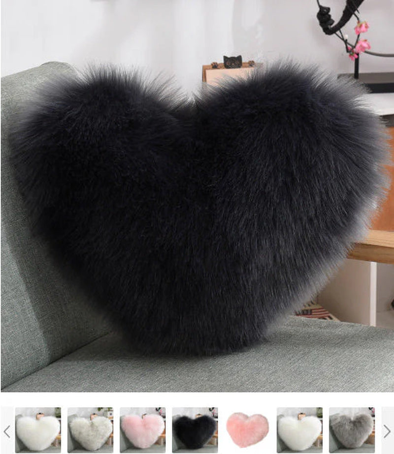Throw Pillows Heart Shape Long Plush Fluffy Shaggy Cushion Cover Sofa Cushions Decorative Pillow Covers Pillowcase White