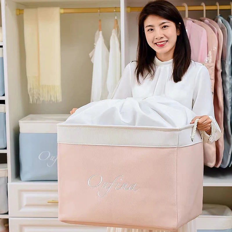 Cloth Storage Baskets Laundry Hamper Foldable Kids Toy Storage Box Home Organizer Quilt Dirty Clothes Toy Basket with Lid
